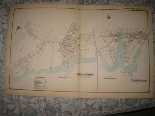 Vintage Antique 1915 Bellport Eastport Suffolk County York Handcolored Map