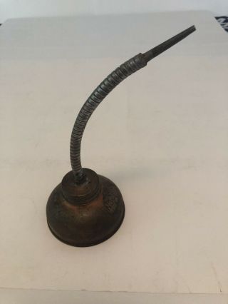 Vintage Noera Usa Thumb Press Flexible Spout Oil Lubricating Can