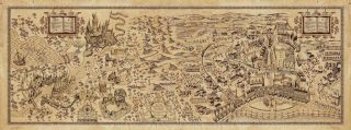 28 " X10 " Map Of Harry Potter Retro Poster - Hogwarts,  Diagon Alley,  Hogsmeade Map