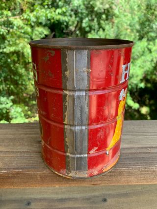 VTG Hills Bros Coffee Can Tin 2lb Empty Container Rusty Inside & Out 6.  5 