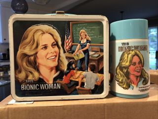 Vintage 1978 The Bionic Woman Lunchbox And Thermos Set