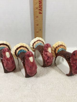 Turkey Napkin Rings / Holders Ceramic Set Of 4