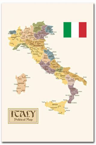 Map Of Italy Flag Vintage Refrigerator Magnets Size 2.  5 " X 3.  7 "