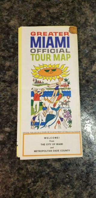 Vintage Greater Miami Official Tour Map Dept.  Of Publicity & Tourism (1178)
