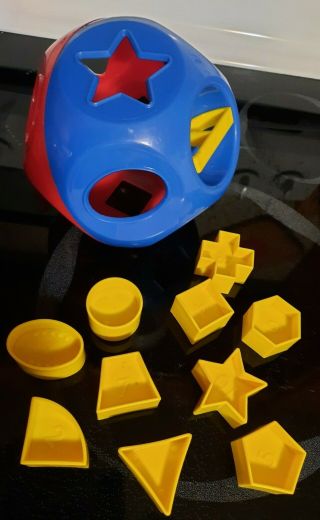 Tupperware Shape O Toy Classic Blue & Red Ball Yellow Shapes Learning Toy