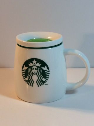 Starbucks 2011 Ceramic Chubby Travel Mug W/silicon Lid Green Mermaid Logo 16 Oz