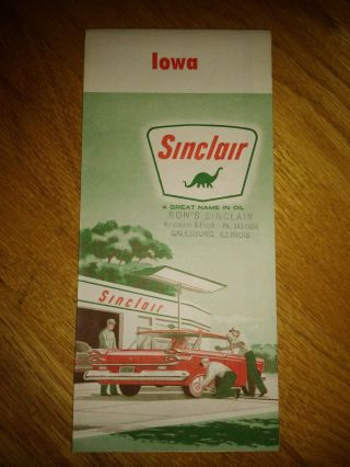 Vintage Sinclair Oil Road Map Iowa