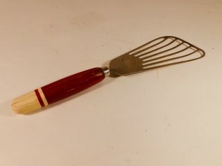 Vintage A&j Batter Beater Red & White Wooden Handle -