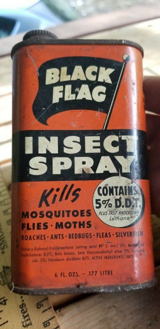 Old Black Flag Insect Spray Poison Tin