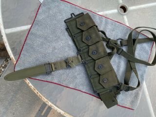 Us Marine Corp M1 Garand Cartridge Belt Combat Suspenders And Scabard
