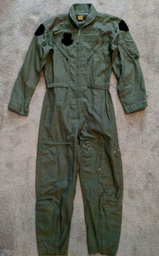 38r Army Military Fire Resistant Flight Suit Coveralls Cwu - 27/p Sage Green Euc