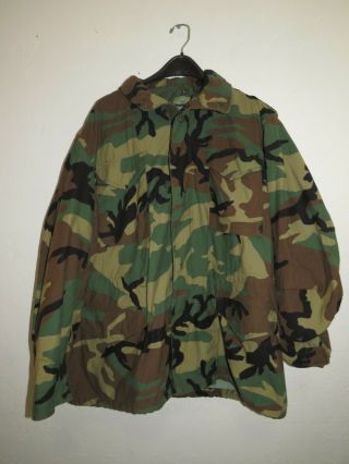 Us Army Military Bdu Field Jacket M - 65 Coat Woodland Camouflage Large Long