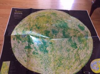 Vintage Rand Mcnally Official Map Of The Moon,  Scale 1:2,  300,  000 Very Good Condi