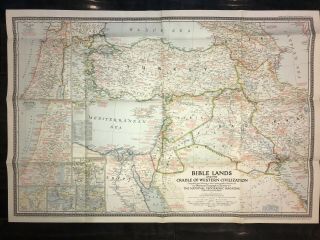 Vintage Map Of Bible Lands (national Geographic December 1946)