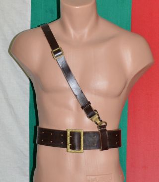 Ww2 German Type Officer Leather Belt 135 Cm With Strap