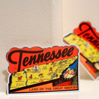 3570 Tennessee Map Smokies Tn Us Vintage Retro Luggage Label 3x4 " Decal Sticker