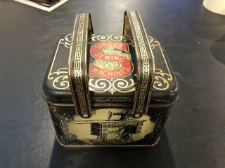 Vintage Metal Singer Sewing Machine Tin Box Basket Type Handles