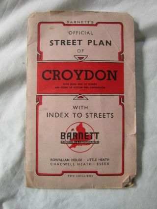 Vintage Map Barnett`s Official Street Plan Of Croydon