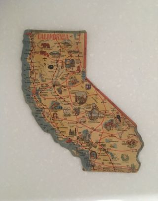 Vintage California Map Die Cut Postcard E.  F.  Clements California