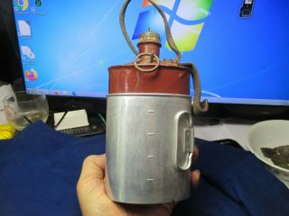 Post Ww2,  Swiss Miss Brown Enameled Military Canteen Water Bottle Complete With