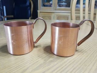 Set Of 2 Embossed Solid Copper Dr.  Pepper Moscow Mule Mugs Cups