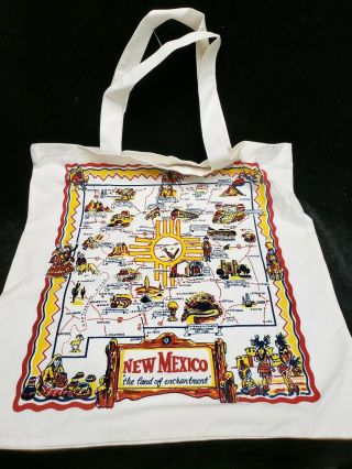 Vintage Style Tote Bag State Map Mexico 50s Style Print 22x22 " Large Cotton