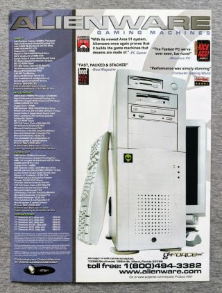 Early Alienware Area - 51 Gaming Computer Pc | 2002 Vintage Print Ad Official