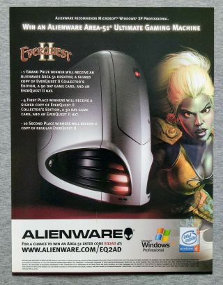 Everquest 2 Ii Alienware Area - 51 Gaming Computer Pc | 2005 Vintage Print Ad
