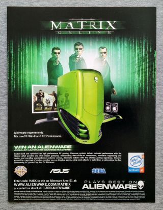 The Matrix Online Alienware Area - 51 Gaming Computer Pc | 2004 Vintage Print Ad