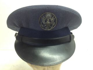 Vintage Enlisted Us Air Force Military Dress Uniform Hat Visor Cap Size 7