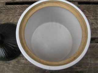 Vintage MONMOUTH Cookie Jar Whiskey Jug Cork Top Maple Leaf Stoneware USA Made 3