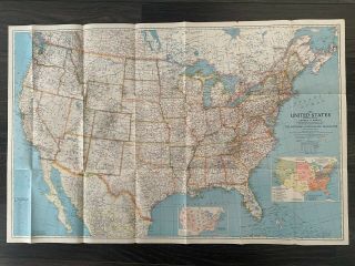 Very Large Vintage Map Of The United States December 1940 (nat Geo)