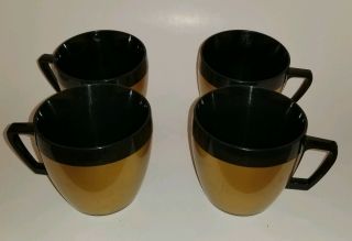 Mcm Vintage Set Of 4 West Bend Thermo Serve Insulated Coffee Cups Mugs