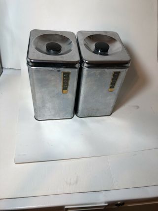 1960s Lincoln Beauty Ware 2 Piece Chrome Canister Set Mid Century Kitchen Mcm Ss