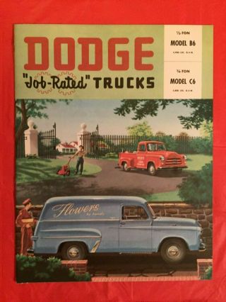 1954 Dodge " Job - Rated Trucks - - 1/2 Ton & 3/4 Ton " Truck Dealer Showroom Brochure