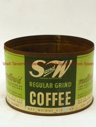 1940s S And W One Pound Coffee Tin Can San Francisco