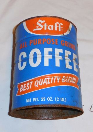 Vintage Staff All Purpose Grind Coffee Empty Tin Can 32 Oz Size No Lid