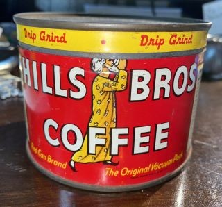 Vintage Hills Brothers Coffes Half Pound Advertising Tin W/ Lid
