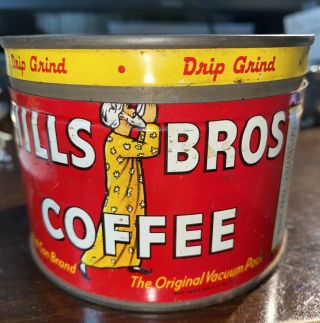 Vintage Hills Brothers Coffes Half Pound Advertising Tin w/ Lid 2