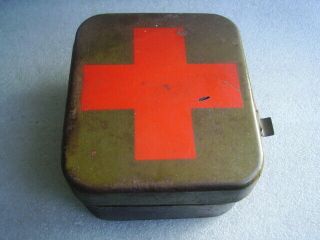 Vintage Russian Soviet Ussr Military First Aid Kit Red Cross Box