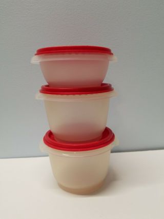 Tupperware Vintage Servalier Bowls - Set Of 3 - Sheer 886 & 1323 & Red Lids