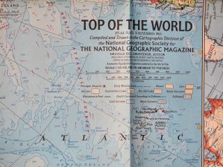 1965 National Geographic Vtg Atlas Map Plate 3 Top Of The World 19 X 25 "