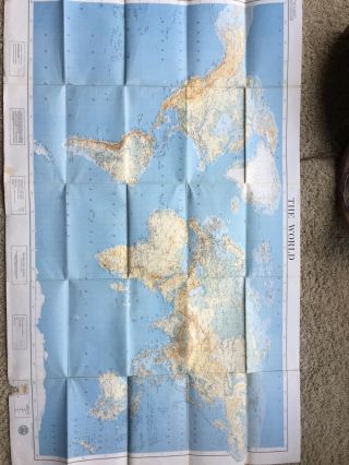 American Geographical Society Map Of The World 1960s Vintage