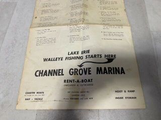 Vintage Lake Erie Islands Walleye Fishing Channel Grove Marina Map 3