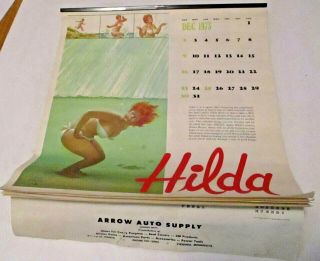 Vintage 1973 - 74 Hilda Duane Bryers Advertising Calendar Arrow Auto Virginia Mn