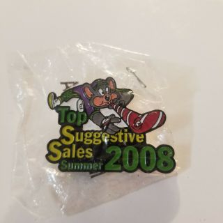 Rare 2008 Chuck E Cheese Top Suggestive Sales Lapel Pin In Bag