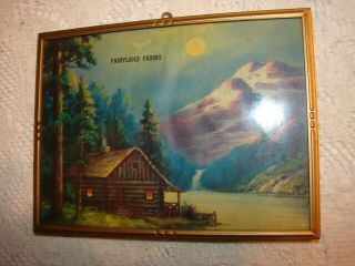 Vintage Fairyland Farms Wall Hanging Log Cabin In The Mountains Lehighton,  Pa
