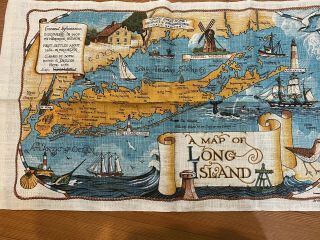 Vintage Kay Dee Map Of Long Island Souvenir Tee Towel
