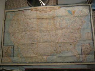 Vintage Large Historical Map Of The United States National Geographic June 1953