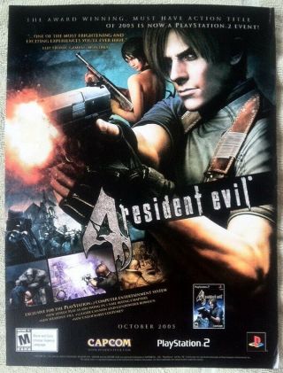 Resident Evil 4 Poster Ad Print Playstation 2 Ps2 Retro